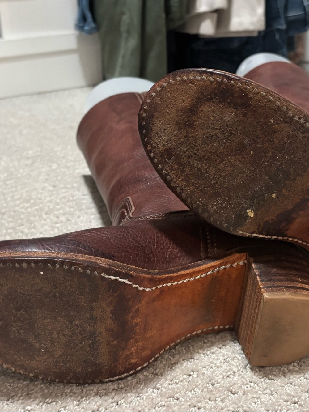 Frye Brown Leather Mid-Calf Heeled Boots - Picture 6 of 8
